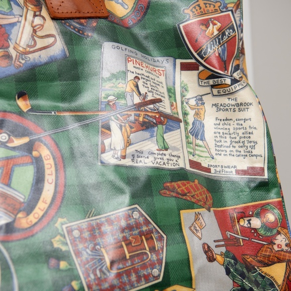 Nordic House Designs GOLF PRINT DUFFLE BAG Coated Canvas Travel Luggage Carry On - Picture 4 of 9